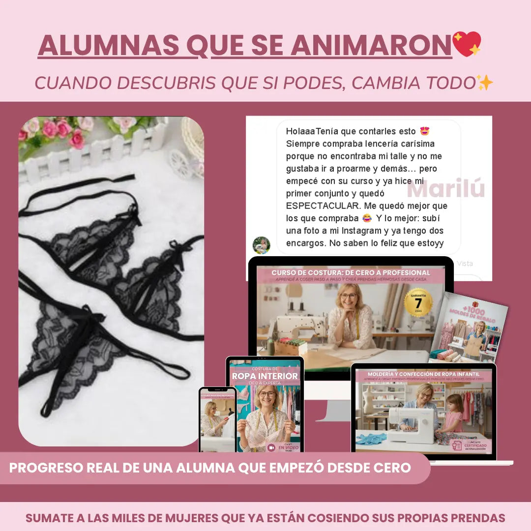 PACK COMPLETO DE COSTURA: APRENDÉ A COSER CON 4 CURSOS + 1000 MOLDES DE REGALO