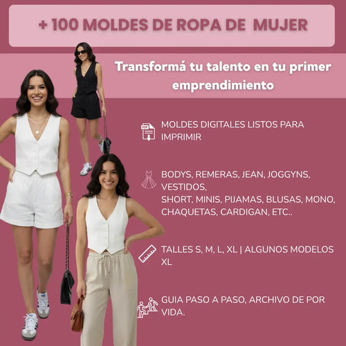 KIT + 100 MOLDES DE ROPA PARA MUJER | PDF