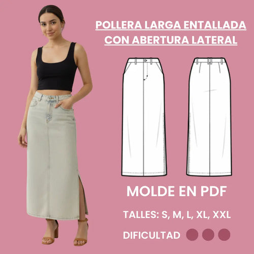 PATRÓN PDF | POLLERA LARGA ENTALLADA CON ABERTURA LATERAL