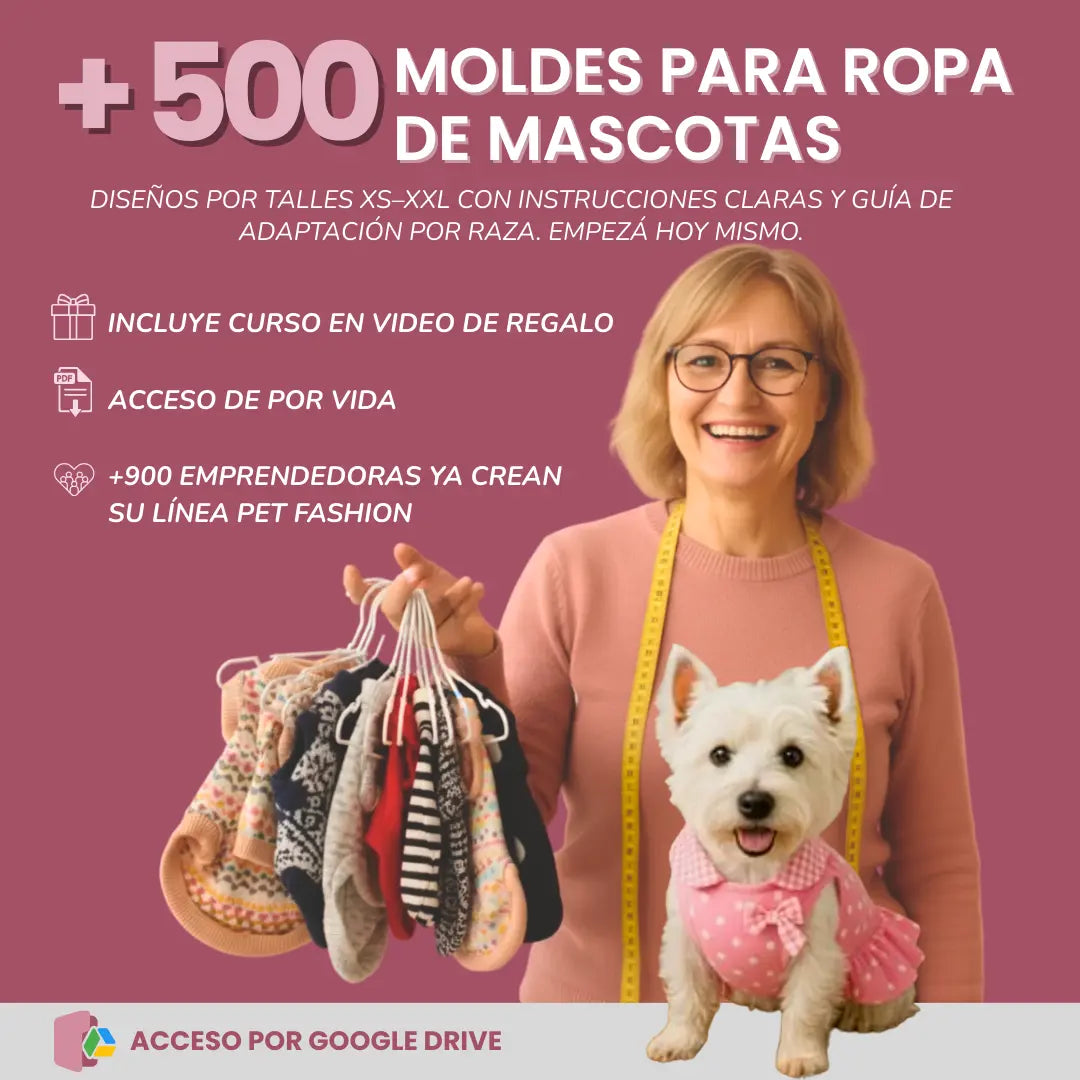 MEGAPACK +500 MOLDES DE ROPA PARA PERROS + CURSO EN VIDEO DE REGALO